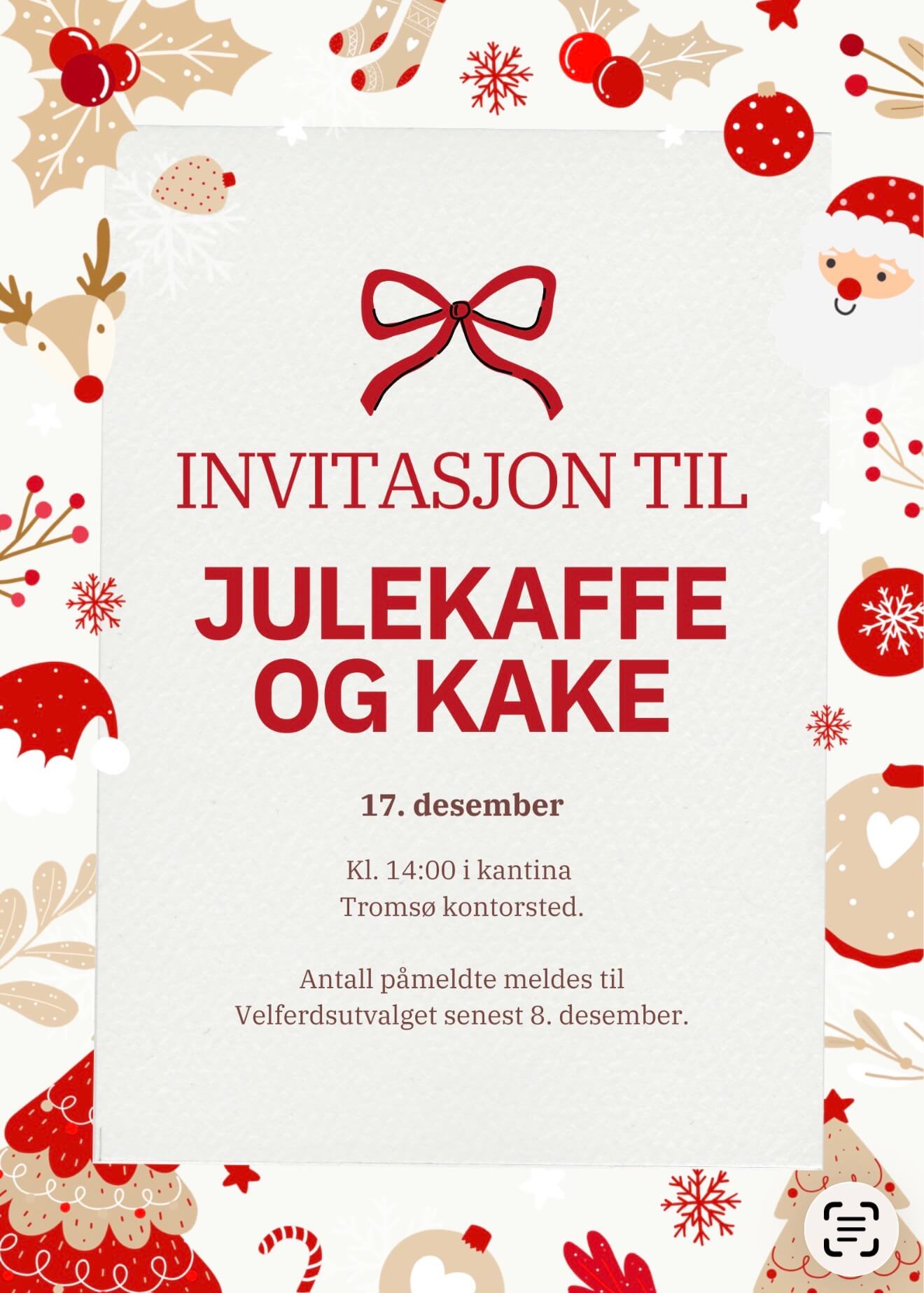 Invitasjon til årets julekaffe sammen med Statens vegvesen i Tromsø